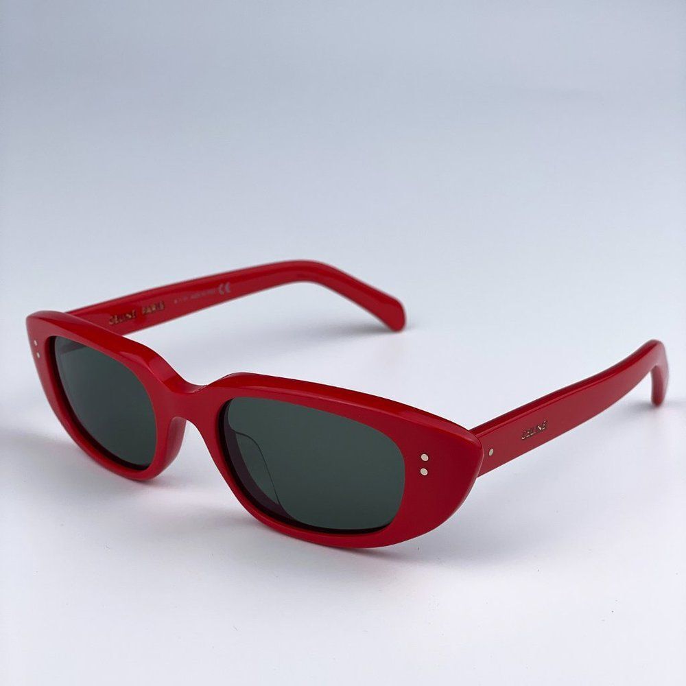 NEW Celine CL40095U 68N Shiny Red  Green Geometric Women Sunglasses - Picture 7 of 13